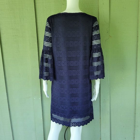 ELLA MOON Navy Blie Lacy Shift Dress Small S - Picture 4 of 5